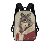 Christmas Wolf Santa Costume Mochila Escolar, Mochila Informal, Mochila De Día, Mochila Escolar, Mochila De Trabajo, Mochila De Viaje Para Adolescentes, Niñas, Niños, Mujeres Y Hombres 17inch
