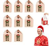 Christmas Wonderland Cottage Gift Box, 3D Pop Up Christmas House Gift Boxes with Handle, Paper Treat Boxes for Holiday Party Favors, Cookie Candy Packaging, Festive Goodie Bags Decorations (Pink9PCS)