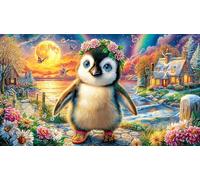 Christmas-Wonderland-with-Animals-and-Gingerbread-Houses Puzzle para Adultos 1000 Piezas Decoración Mural Hermosa Papel Reciclado Juego Educativo Regalo 70x50/1000pcs