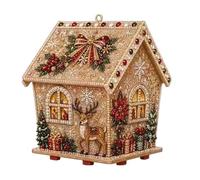 Christmas Wooden House Pearl Diamond Art Kits, Hanging Christmas Ornaments