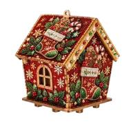 Christmas Wooden House Pearl Diamond Art Kits, Hanging Christmas Ornaments