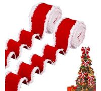 Christmas Wrap Ribbon - Burlap 5.46yd 6.3cm | Cinta blanca de vacaciones de invierno | Cintas decorativas para Wreath Garland Bouquet Cake Table Party Family Reunión y de la boda