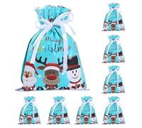 Christmas Wrapping Bags Drawstring Gift Bags 8-Pack, Reusable Holiday Treat Pouches for Candy Snacks Jewelry Tree Favors Kids Friends Wedding Stocking Stuffers
