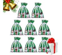 Christmas Wrapping Bags Drawstring Gift Bags 8-Pack, Reusable Holiday Treat Pouches for Candy Snacks Jewelry Tree Favors Kids Friends Wedding Stocking Stuffers