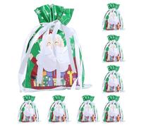 Christmas Wrapping Bags Drawstring Gift Bags 8-Pack, Reusable Holiday Treat Pouches for Candy Snacks Jewelry Tree Favors Kids Friends Wedding Stocking Stuffers