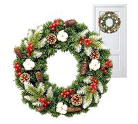 Christmas Wreath - 15.75 Inch Artificial Red Berry Front Door | 15.75 x 15.75 Inch | Christmas Wreaths for Front Door Artificial Pine Cone | Berry PE Faux Greenery Wreath for Wall, Window