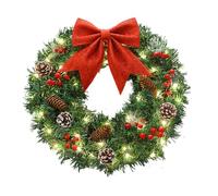 Christmas Wreath - 15 Inch Lighted Decor | Large 15-Inch Christmas Wreath with Lights, Holiday Decoration For Home, Indoor, Window, Wall, Garden, Yard, Living Room, Office, Party, Or Winter De