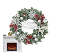 Christmas Wreath - 15 pulgadas Christmas Door Wreath, Artificial with Balls, Holiday Pine Wreaths Christmass Decor for Home Decor Outdoor Window Wall Fireplace Living Room Bedroom Garden Yard Patio