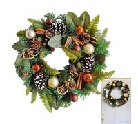 Christmas Wreath for Front Door - Artificial Greenery Decoration | Festive Holiday Wreath with Pine Cones and Balls | Winter Home Accent for Window, Fireplace, Bedroom, Living Room, Office, Garden, Ya