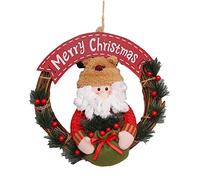 Christmas Wreath for Front Door Decor | Snowman Rattan Hanging Ornament with Santa Sleigh | Holiday Wall & Door Decor for Home/Party/Mall | Festive Christmas Decoration