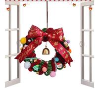 Christmas Wreath for Front Door - Hangable Hands on Design, Greenery with Bells, Elegant Garland Accent for Window Mantel Indoor Restaurant Wall Dining Room, Christmas Door Decor, Red and Green