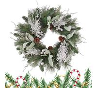 Christmas Wreath - Front Door Wreath, Artificial Wreaths for Front Door, 50cm Realistic Pine and Christmas Ball Wreaths | Holiday Garland Ornament with Pine Cones for Wall, Mantel, Window Decor