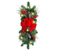 Christmas Wreath Garland - Christmas Wreath Set, Artificial Branches with Bows, Christmass Wreaths Decorations,Holiday Door Decoration | Garden Pine Branches and Cones Garland Doorway Ornament