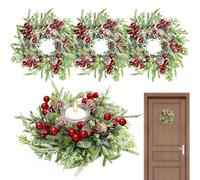 Christmas Wreath, Holiday Door Wreath, 8.66x3.54 Inches Red Berries and Pinecones, Artificial Seasonal Decoration for Home, Farmhouse, Wedding, Parties, Mantel, Window, Wall, Bedroom