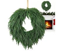 Christmas Wreath, Holiday Garland, Realistic Greenery Ornament, Decorative Festive Accent, Holiday Decoration for Indoor, Outdoor, Window, Dorm, Apartment, Event, Home Use, 23.62 Inches