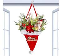 Christmas Wreath - Polyester 40x8x55cm | Glowing Wreath | Christmas Garland Decor | Festive Wreaths with Battery-Powered Lights For Holiday Decoration, Home, Indoor Wall Holiday and Party Use