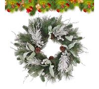Christmas Wreath - PP And Silk Fabric, 19.69in Pine Wreath Artificial And Realistic | Decoración de vacaciones versátil, Christmas Wreaths for Doors, Dormitorios, Habitaciones de estudio, Paredes del