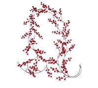 Christmas Wreath - Seasonal Red Garland | 78 pulgadas Artificial Holiday Accent with Lushes Green Leaves & Bright Berries for Outdoor Yard, Indoor Staircase, Window, Door and Holiday Display