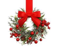 Christmas Wreath - Small Bow Tie Wreath, Holiday Garland Decor for Wall, Mantle, Kitchen, Home, Indoor and Outdoor Use, Winter Holiday Decoration for Seasonal Celebrations and Festive Activities