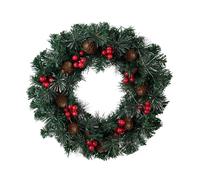 Christmas Wreath with Lights, pino Cone Door Wreath, Holiday Door Decoration, LED Lighted Christmas Wreath, Artificial Garland Decor, 15,7 inch Christmas Wreath, Unique Holiday Decor,