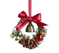 Christmas Wreaths | 5 inch Decorative Wreath with Bow Bell Berries | Artificial Holiday Garland for Outdoor Indoor Fireplace Mantle Porch Window Front Door Table