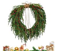 Christmas Wreaths - Christmas Artificial Wall Art, Pine Greenery Home Decor with Red Berries | 20inch Realistic Garland Welcome Signs For Living Room Kitchen Hallway Entryway Fireplace