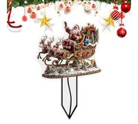 Christmas Yard Signs - Decoraciones navideñas para jardín, decoración de jardín de acrílico divertida, estacas de jardín de metal, bonitas decoraciones navideñas para exteriores, patios, patios y