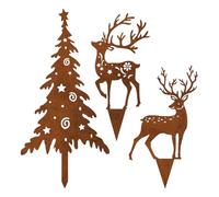 Christmas Yard Stakes - 3 Piece Metal Outdoor Sign for Decoration | Rust-Resistant Festive Yard Art, Weatherproof Christmas Garden Lawn Porch Decor for Winter Courtyard and Outside Display, 170g Iron