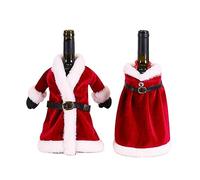 Christol Bolsas para Botellas navideñas 2 Piezas Fundas Reutilizables para Botellas de Vino navideñas con Cinturones decoración de Tapas para Botellas de Vino con patrón de Papá Noel