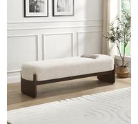 Christopher Knight Home Arden - Banco otomano rectangular de tela de hilo de estilo minimalista, marco de madera de goma, banco de entrada, sofá de sala de estar, reposapiés al final de la cama, beige