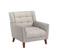 Christopher Knight Home Evelyn Mid Century 305538 - Sillón Moderno, Color Beige y Nogal