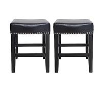Christopher Knight Home Loring - Taburete de Piel Regenerada sin Respaldo (2 Unidades), Color Negro
