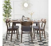 Christopher Knight Home Lucious - Juego de Comedor Rectangular (50 Pulgadas, 5 Unidades, Nogal Natural/Gris Oscuro)