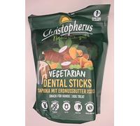 Christopherus Varillas dentales vegetarianas para perros, tapioca con mantequilla de maní, sin cereales, cuidado dental, 250 g, 7 unidades