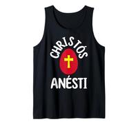 Christos Anesti Tsougrisma Pascha Huevo Rojo Griego Pascua Camiseta sin Mangas