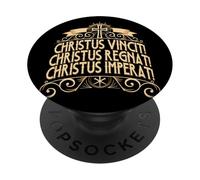 Christus Vincit Christus Regnat Laudes Misa Tradcional Latina PopSockets PopGrip Adhesivo