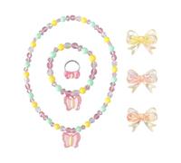 CHROMACRAFT 1 Collar, 1 Pulsera, 1 Anillo Y 3 Horquillas De Mariposa, Joyería para Niñas, Joyería Linda, Joyería Creativa con Elementos De Mariposa