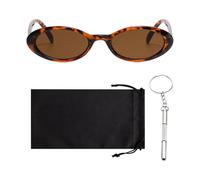 CHROMACRAFT 1 Gafas De Sol Retro, 1 Bolsa De Gafas De Nailon, 1 Ajustador De Gafas, Gafas De Sol Ovaladas, Gafas De Sol Polarizadas De Moda, Gafas De Sol Para Hombre Y Mujer