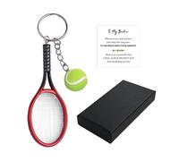 CHROMACRAFT 1 Llavero De Raqueta De Tenis, con 1 Tarjeta De Felicitación Y 1 Caja De Regalo, Llavero De Regalo, Llavero Amante del Tenis