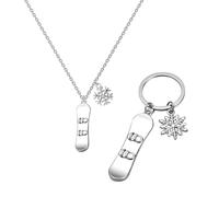 CHROMACRAFT 1 Llavero De Snowboard Y 1 Collar De Snowboard, Joyería De Estilo Creativo, Joyería Interesante, Joyería De Metal