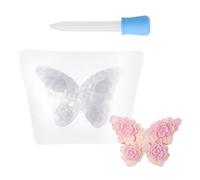 CHROMACRAFT 1 Molde De Silicona con Diseño De Mariposa Y Flores, 1 Gotero De Silicona, Molde Tridimensional para Portavelas, Molde De Fundición, Molde De Estilo DIY, Molde Creativo para Portavelas
