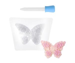 CHROMACRAFT 1 Molde De Silicona con Diseño De Mariposa Y Flores, 1 Gotero De Silicona, Molde Tridimensional para Portavelas, Molde De Fundición, Molde De Estilo DIY, Molde Creativo para Portavelas