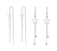 CHROMACRAFT 1 Par De Pendientes De Estrella Y 1 Par De Pendientes De Mariposa, Pendientes Largos De Borlas, Pendientes Estilo Sencillo, Pendientes Elees