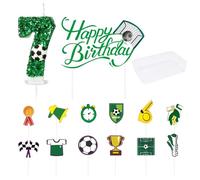 CHROMACRAFT 1 Pieza De Elemento De Fútbol, Vela Número 7 Y 13 Piezas De Inserciones Temáticas De Fútbol, Decoración De Pasteles, Accesorios para Fiestas De Cumpleaños Infantiles