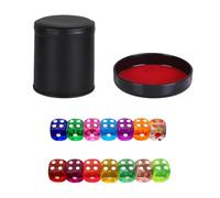 CHROMACRAFT 1 Vaso De Dados De Cuero Y Terciopelo con Tapa Y 10 Dados De Colores, Accesorios para Juegos De Mesa, Juegos De Fiesta Interactivos, Juguetes para Lanzar