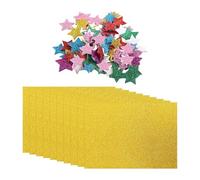 CHROMACRAFT 10 Hojas De Cartulina con Purpurina Y Parches De Estrellas De Cinco Puntas, Cartulina Rectangular, Materiales para Manualidades DIY, Arte En Papel DIY, Cartulina para Manualidades