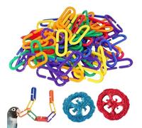 CHROMACRAFT 100 Anillos De Cadena De Colores En Forma De C, 2 Piezas De Lufas De Colores, Anillos De Plástico En Forma De C, Juguetes Educativos para Niños, Juguetes para Loros