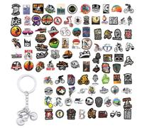 CHROMACRAFT 100 Pegatinas para Bicicletas Y 1 Llavero, Impermeables, Duraderas Y No Fáciles De Decolorar, con Patrones Claros Y Decoraciones Llamativas, Cascos Y Decoraciones para Botellas De Agua.