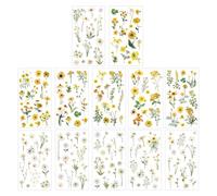 CHROMACRAFT 12 Pegatinas De Margaritas, Pegatinas De Plantas Retro, Pegatinas Impermeables, Se Pueden Utilizar para Decorar Botellas De Agua, Álbumes De Recortes Y Ventanas.