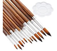 CHROMACRAFT 12 Pinceles De Madera Y 1 Paleta Blanca, Herramientas De Pintura, Materiales De Arte, Adecuados para Pintura Acrílica, Óleo Y Gouache.